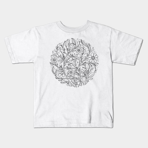 Circle Flowers Kids T-Shirt by iconking